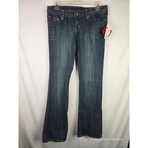 Women's Seven7 Premium Denim Flare Stretch Jeans in Midnight Blue. 29x33